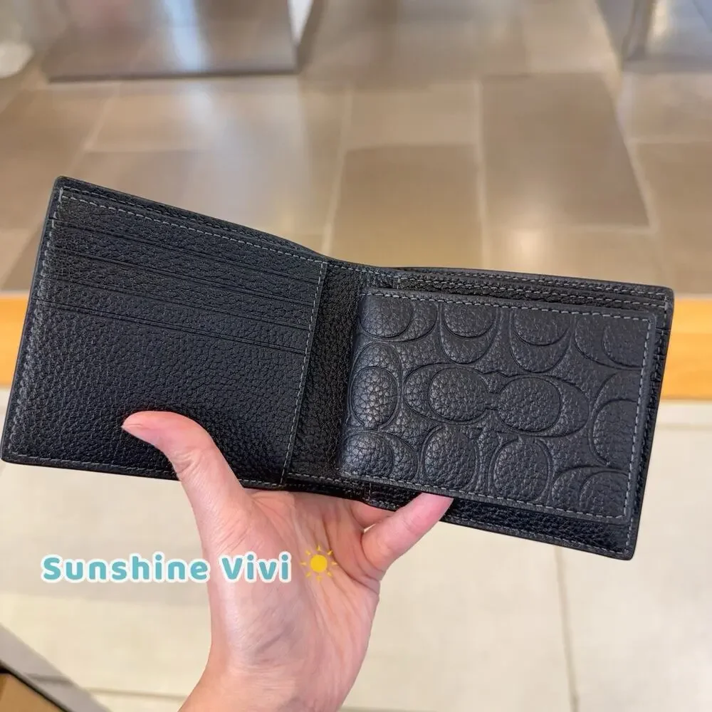NWT Coach Men's 3-In-1 Wallet in Signature Leather Black CEU69